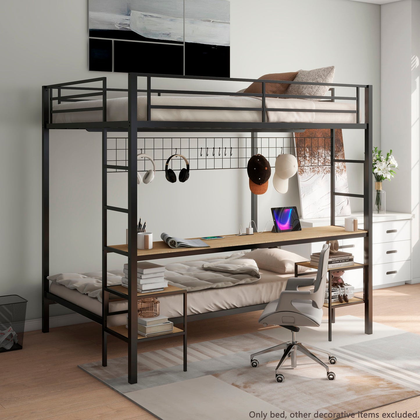 Ethan - Bunk Bed With Desk, Charging Station, Storage Shelves - The Sleep Loft - Online Mattress Showroom NYC
