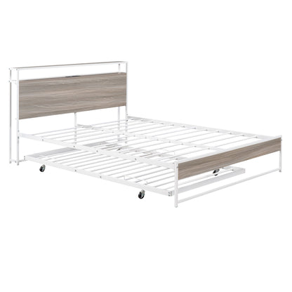 Platform Bed Frame With Trundle, USB Ports And Slat Support, No Box Spring Needed - The Sleep Loft - Online Mattress Showroom NYC