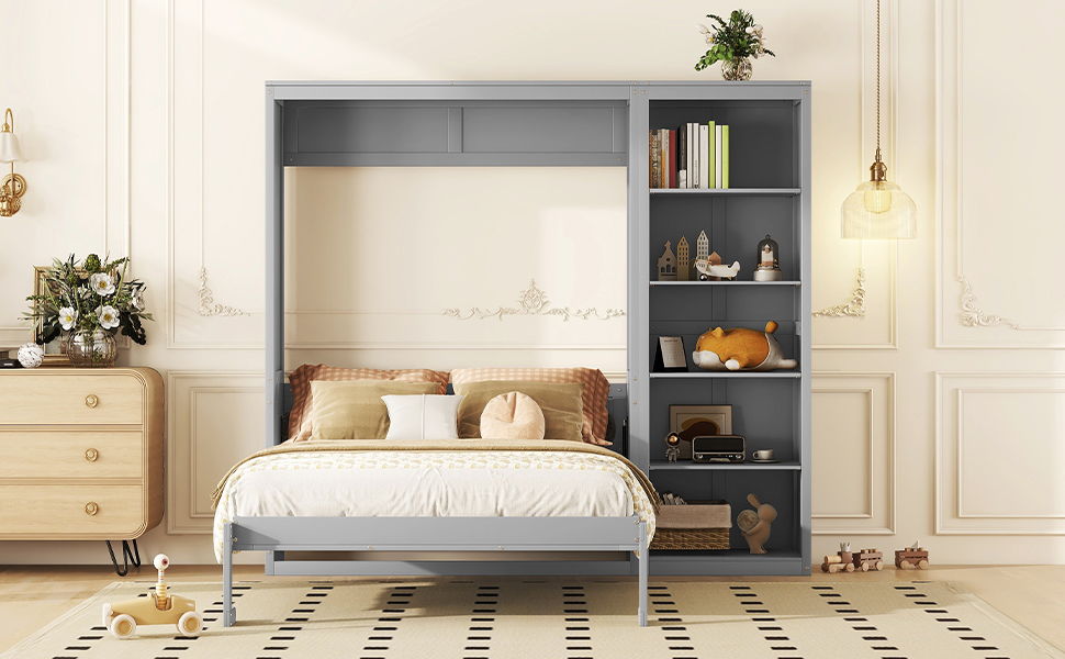 Murphy Wall Bed With Shelves - The Sleep Loft - Online Mattress Showroom NYC