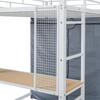 Loft Bed With Desk, Shelves, Power Outlet, LED Light And Wardrobe - The Sleep Loft - Online Mattress Showroom NYC