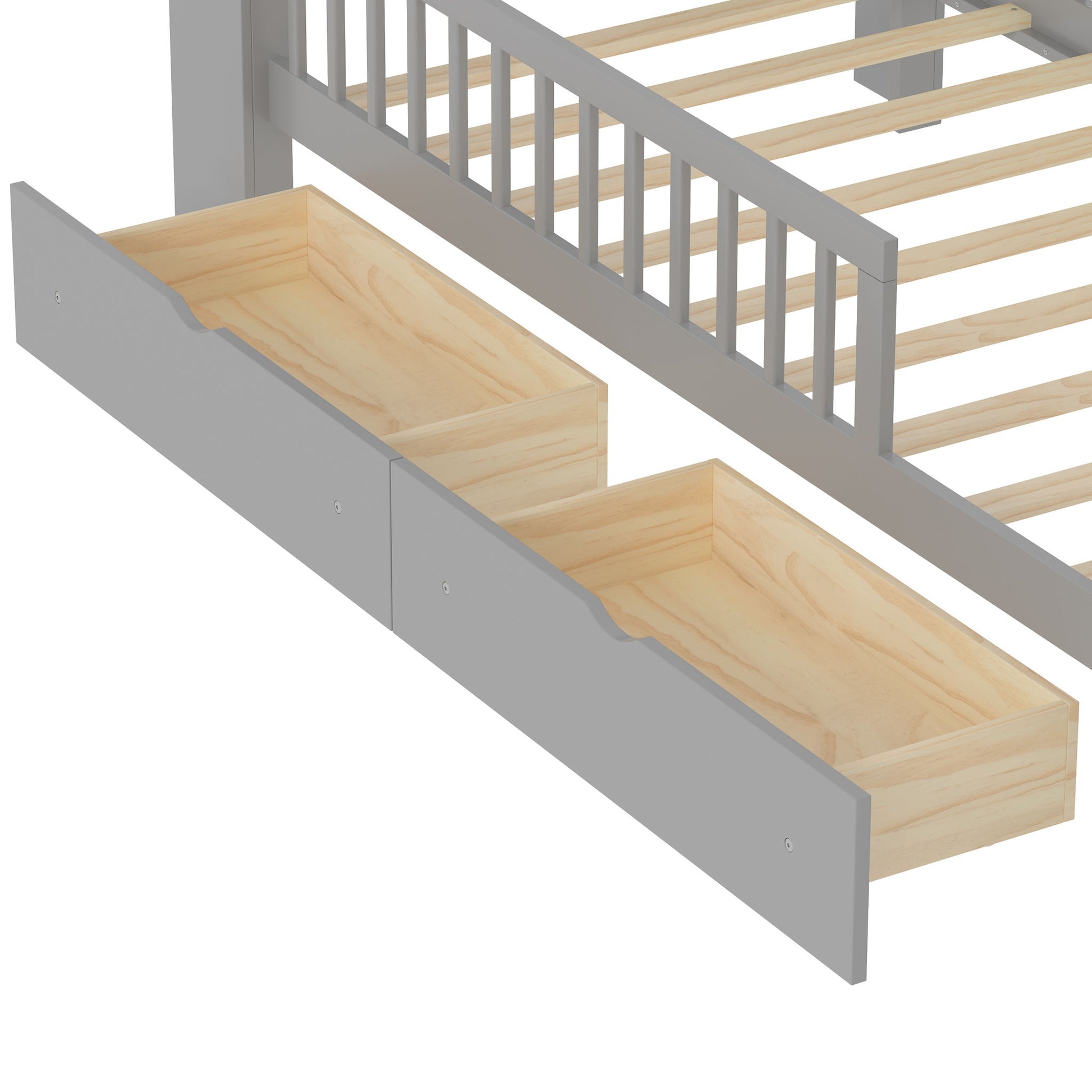 Bed With Headboard Storage Rack, 2 Under Bed Drawers, 3 Side Guardrails For Safety - The Sleep Loft - Online Mattress Showroom NYC