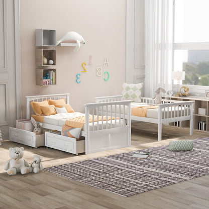 Twin Over Twin Bunk Bed With Drawers, Convertible Beds - The Sleep Loft - Online Mattress Showroom NYC