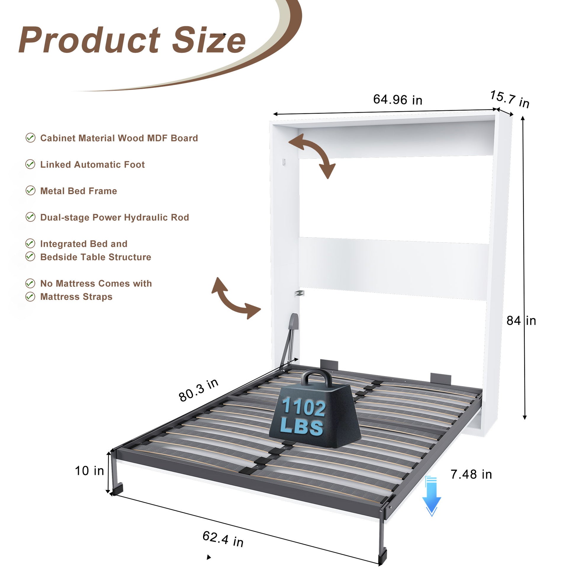 Queen Murphy Bed, Foldable Wall Bed, Space Saving Design For Bedrooms - White - The Sleep Loft - Online Mattress Showroom NYC