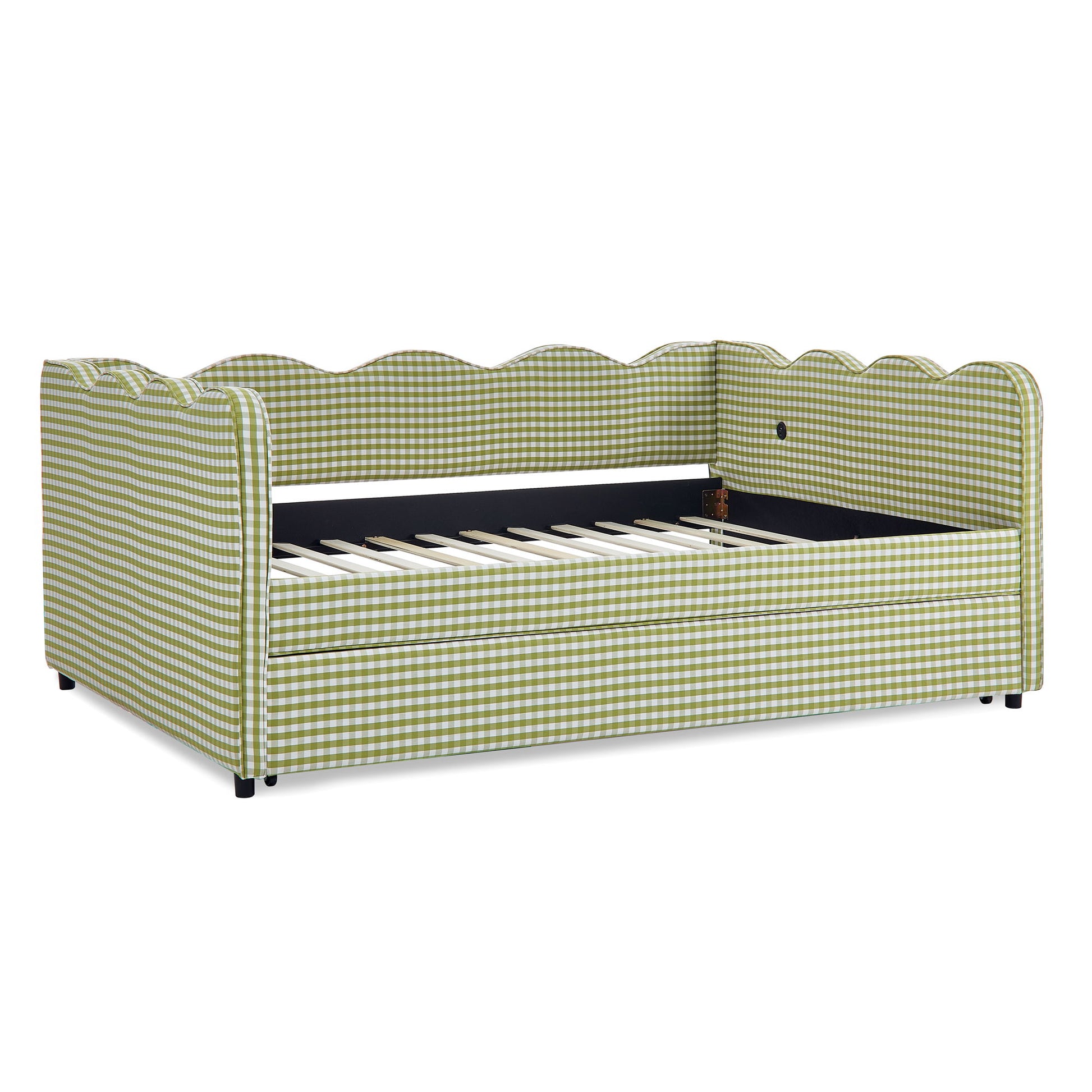 Gingham Daybed With USB Charging Port, Wave-Shaped Design - The Sleep Loft - Online Mattress Showroom NYC
