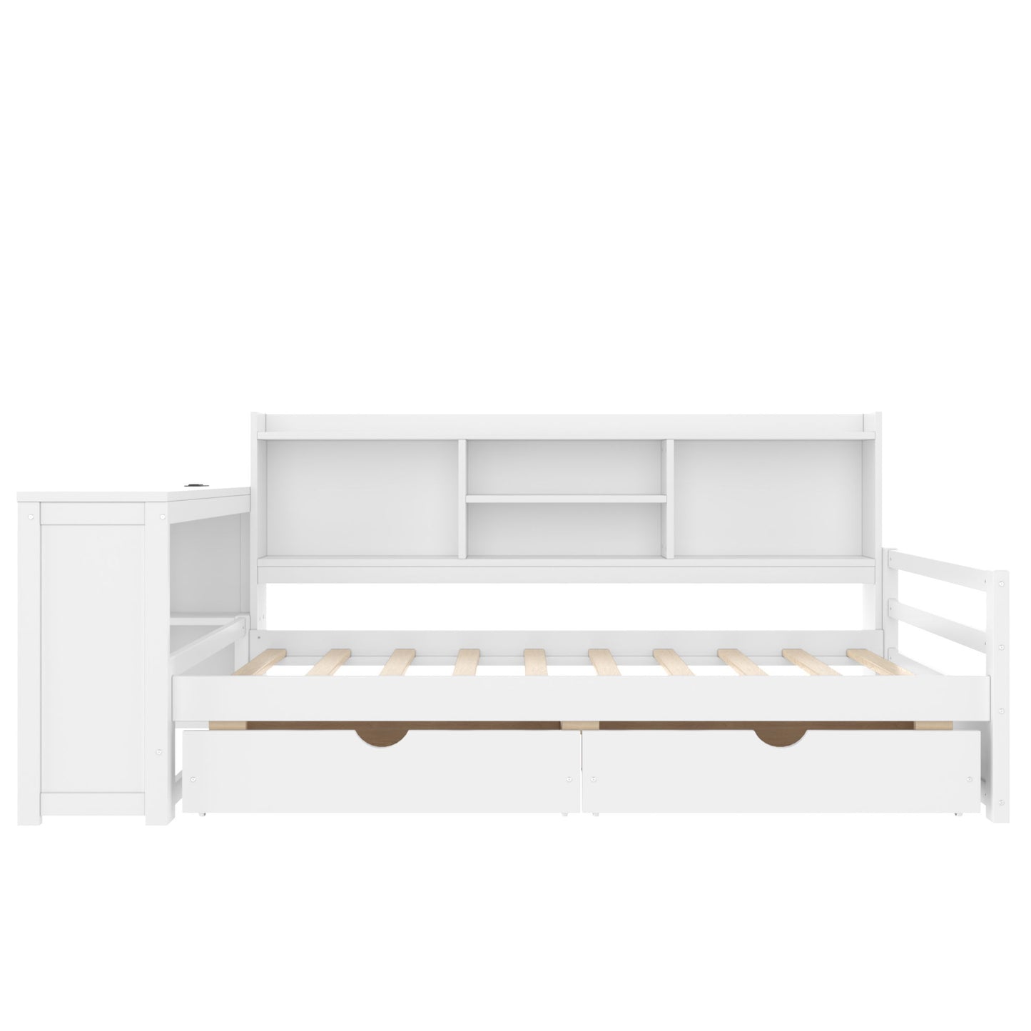 Corner Daybed With Storage Drawers, Desk, Charging Port & Bookcase - The Sleep Loft - Online Mattress Showroom NYC