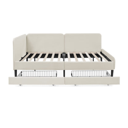 Upholstered Platform Bed Frame With 2 Storage Drawers And Adjustable Sofa Bed - The Sleep Loft - Online Mattress Showroom NYC