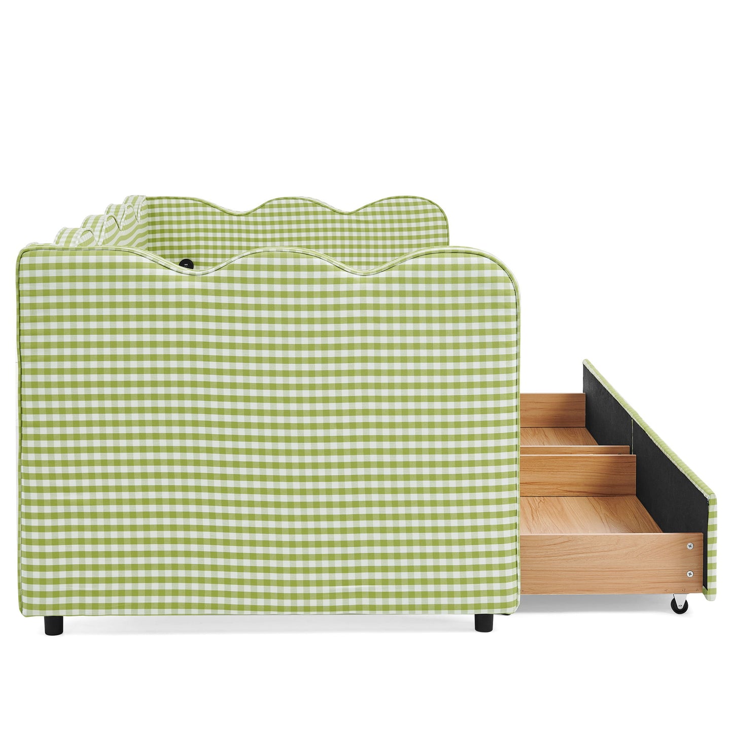 Gingham Daybed With USB Charging Port, Wave-Shaped Design - The Sleep Loft - Online Mattress Showroom NYC