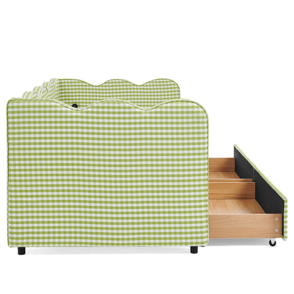 Gingham Daybed With USB Charging Port, Wave-Shaped Design - The Sleep Loft - Online Mattress Showroom NYC