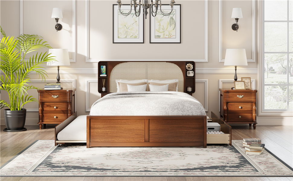 Headboard Bed With 2 Drawers And Trundle - The Sleep Loft - Online Mattress Showroom NYC