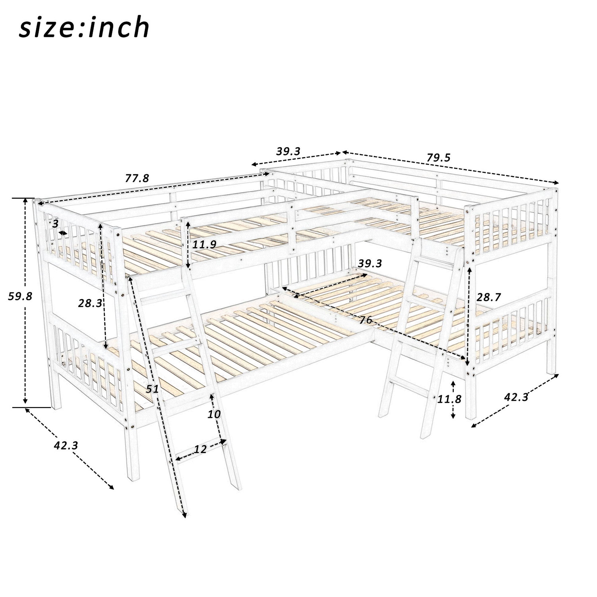 L Shaped Bunk Bed With Ladder - The Sleep Loft - Online Mattress Showroom NYC