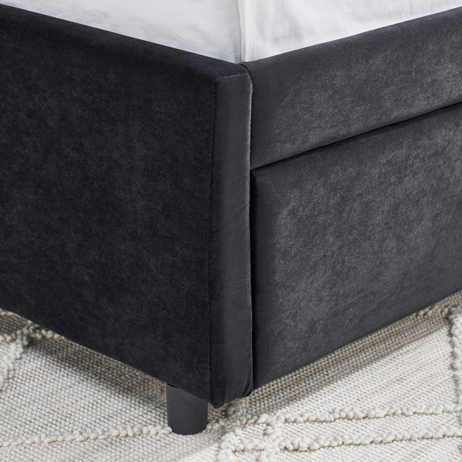 Full Size Upholstered Daybed With Trundle, Tufted Backrest And Armrests - Black - The Sleep Loft - Online Mattress Showroom NYC