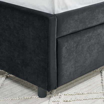 Full Size Upholstered Daybed With Trundle, Tufted Backrest And Armrests - Black - The Sleep Loft - Online Mattress Showroom NYC