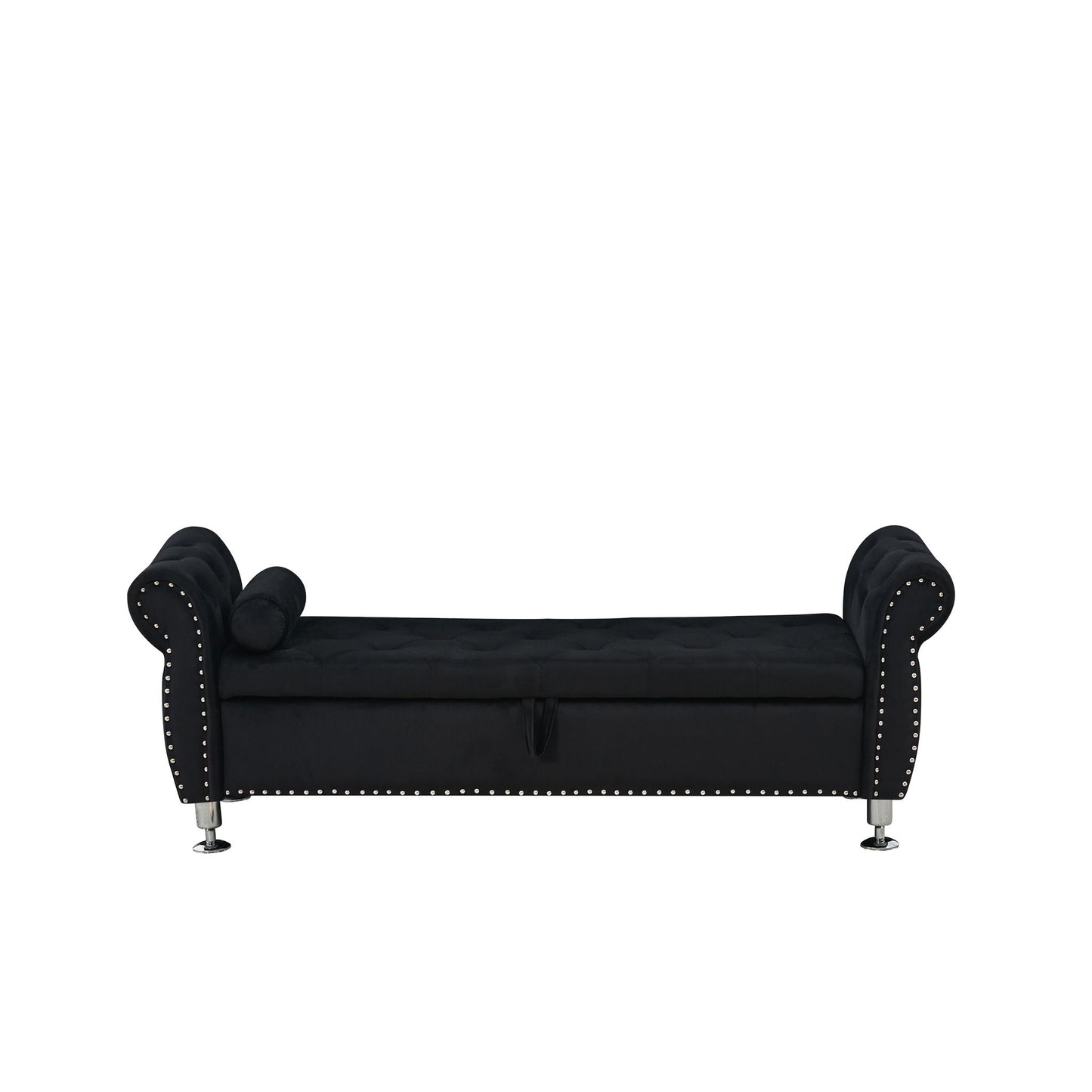 Storage Bench With Crystal Buttons And 1 Pillow For Bedroom - The Sleep Loft - Online Mattress Showroom NYC