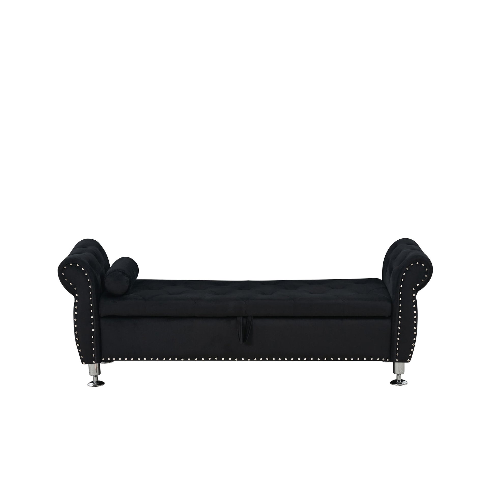 Storage Bench With Crystal Buttons And 1 Pillow For Bedroom - The Sleep Loft - Online Mattress Showroom NYC