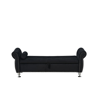 Storage Bench With Crystal Buttons And 1 Pillow For Bedroom - The Sleep Loft - Online Mattress Showroom NYC