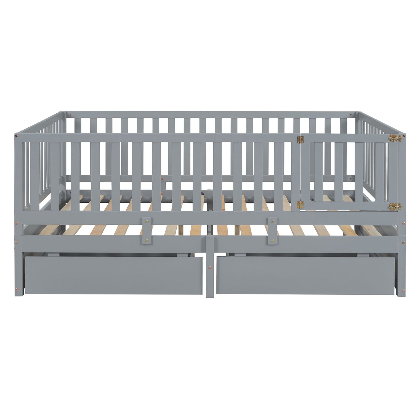 Daybed With Fence Guardrails And 2 Drawers, Split Into Independent Floor Bed & Daybed - The Sleep Loft - Online Mattress Showroom NYC