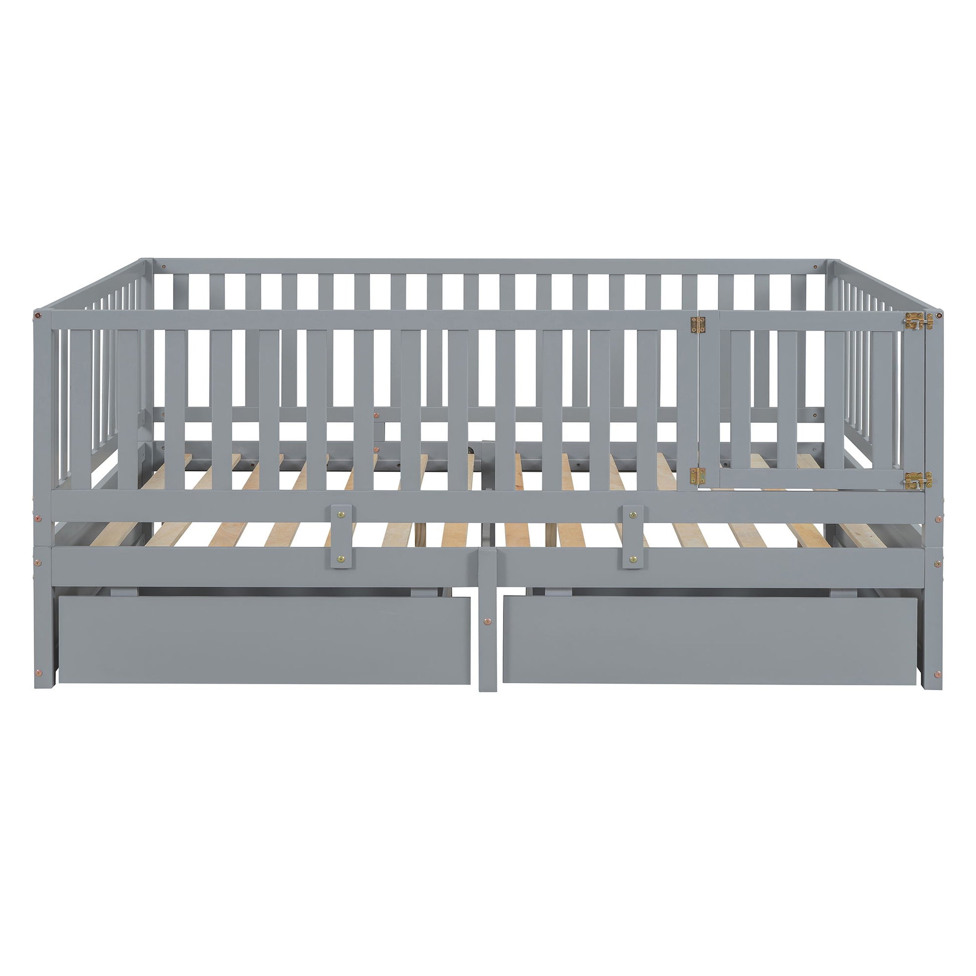 Daybed With Fence Guardrails And 2 Drawers, Split Into Independent Floor Bed & Daybed - The Sleep Loft - Online Mattress Showroom NYC