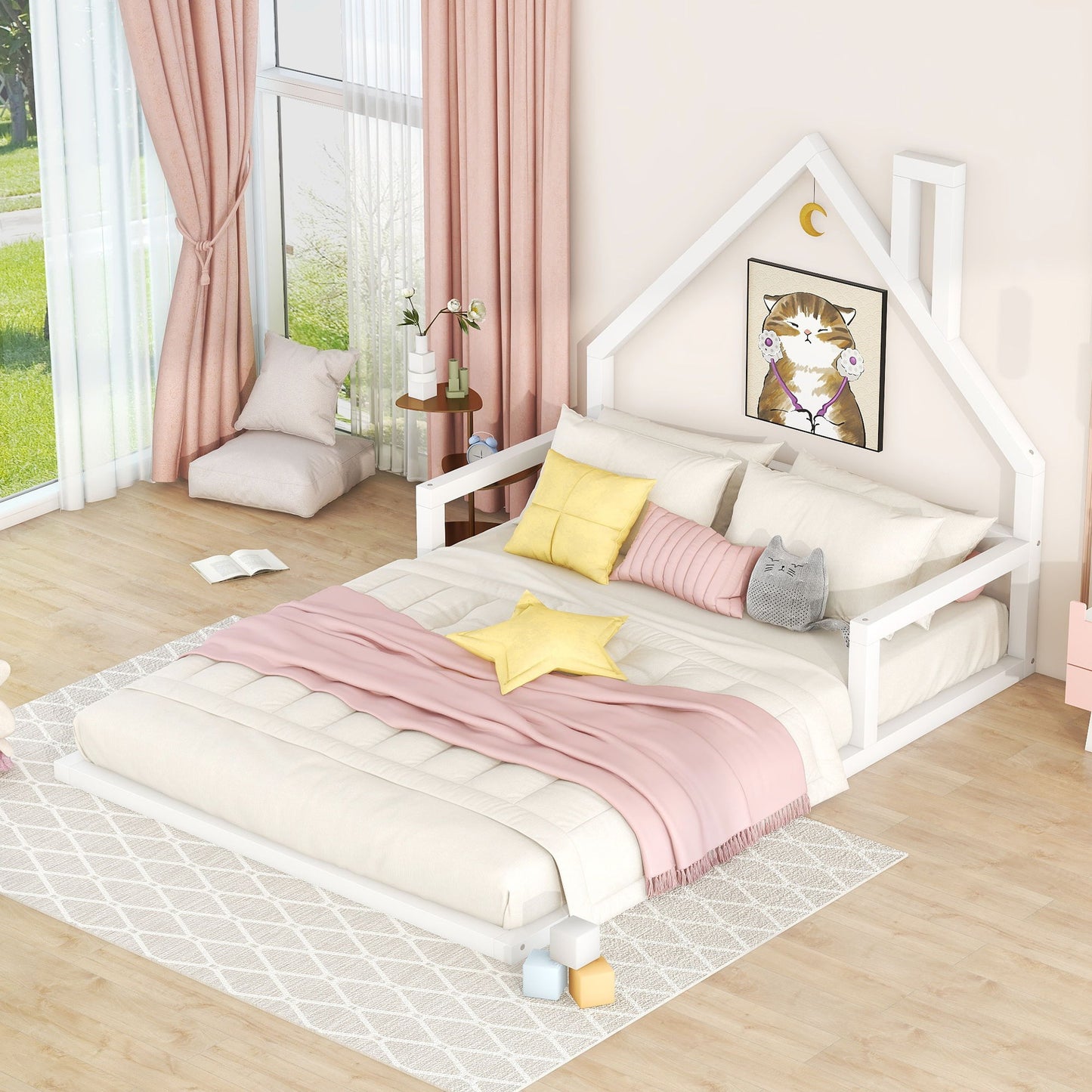 Elegant Floor Bed With House Shaped Headboard - The Sleep Loft - Online Mattress Showroom NYC