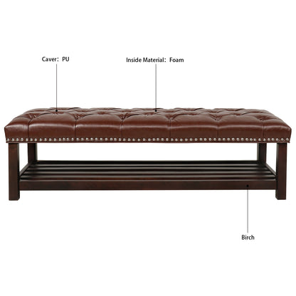 Bedroom End Of Bed Bench Tufted Upholstered End Of Bed Bench End Of Bed Entrance Shoe Bench With Nailhead Trim And Shelf Bedroom Upholstered Bench Living Room Shoe Rack Footstool - The Sleep Loft - Online Mattress Showroom NYC