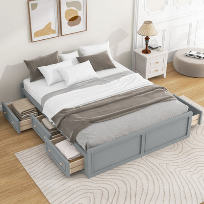 Queen Size Platform Bed Frame With 6 Drawers - Gray - The Sleep Loft - Online Mattress Showroom NYC