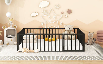 Metal Floor Bed Frame With Fence And Door - The Sleep Loft - Online Mattress Showroom NYC