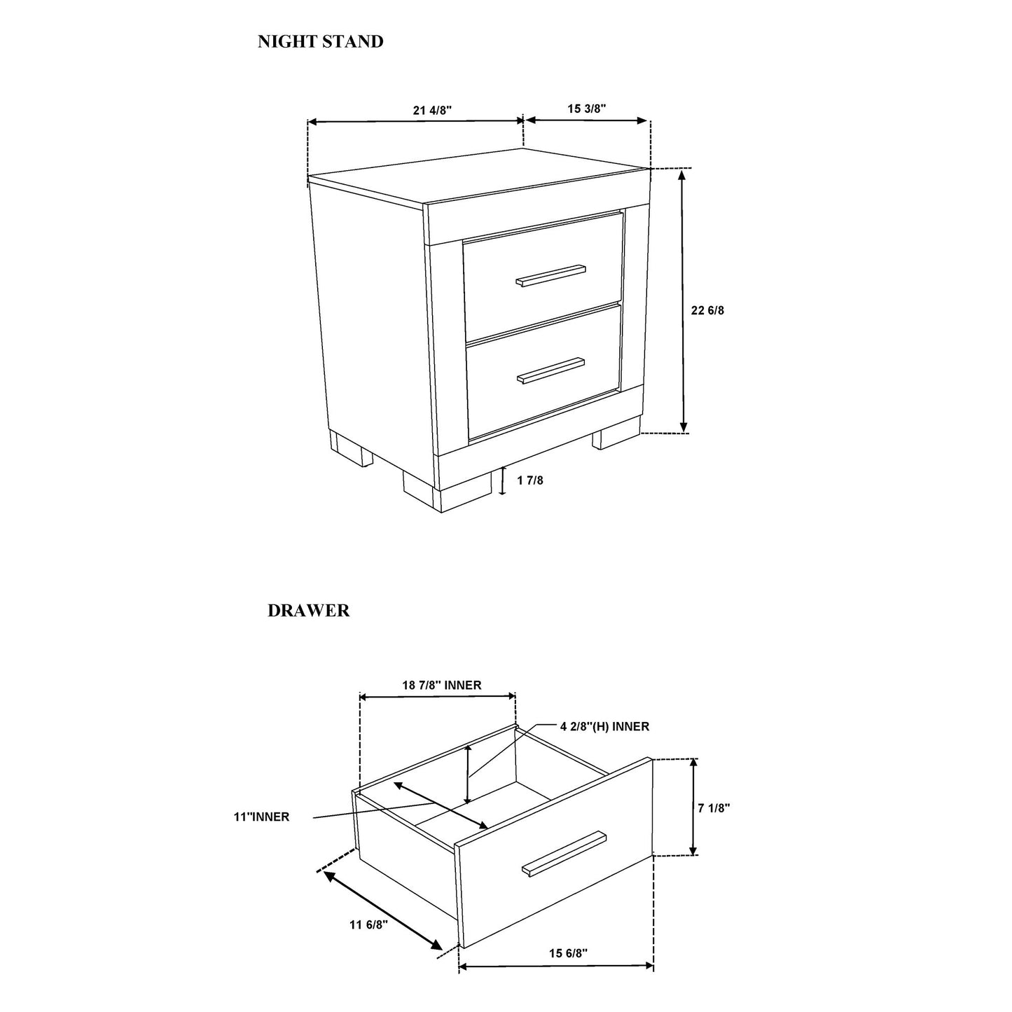Elsa - 2 Toned Nightstand With Bar Handle And Spacious Drawers - The Sleep Loft - Online Mattress Showroom NYC