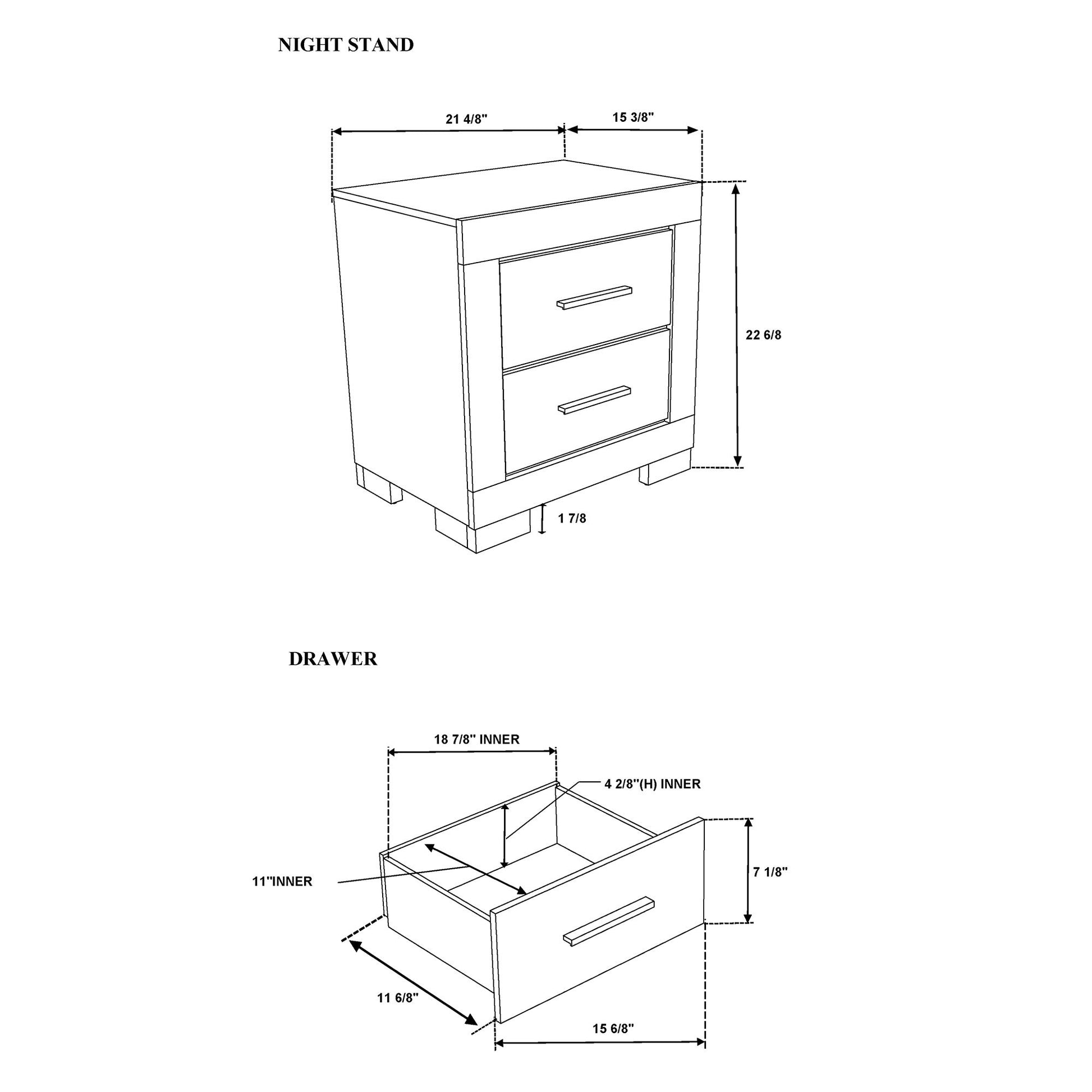 Elsa - 2 Toned Nightstand With Bar Handle And Spacious Drawers - The Sleep Loft - Online Mattress Showroom NYC
