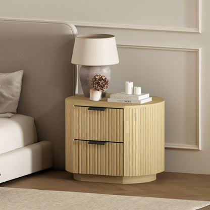 Olivia - Nightstand With 2 Drawers - Oak - The Sleep Loft - Online Mattress Showroom NYC