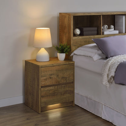Geary - 2 Drawer Nightstand With LED Lights And USB Charging Ports - The Sleep Loft - Online Mattress Showroom NYC