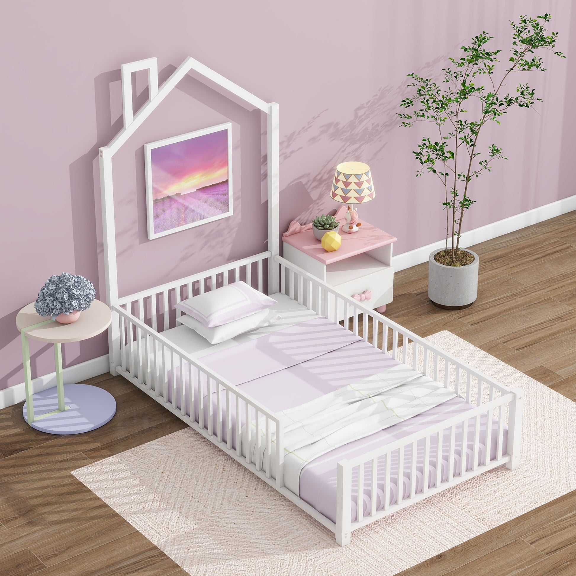 Metal House Platform Bed With Guardrail And Chimney - The Sleep Loft - Online Mattress Showroom NYC