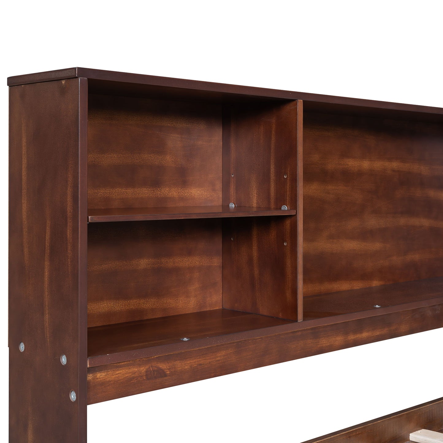 Full Size Captain Bed With Built In Storage Shelves, 4 Drawers And 2 Cabinets - Antique Brown - The Sleep Loft - Online Mattress Showroom NYC