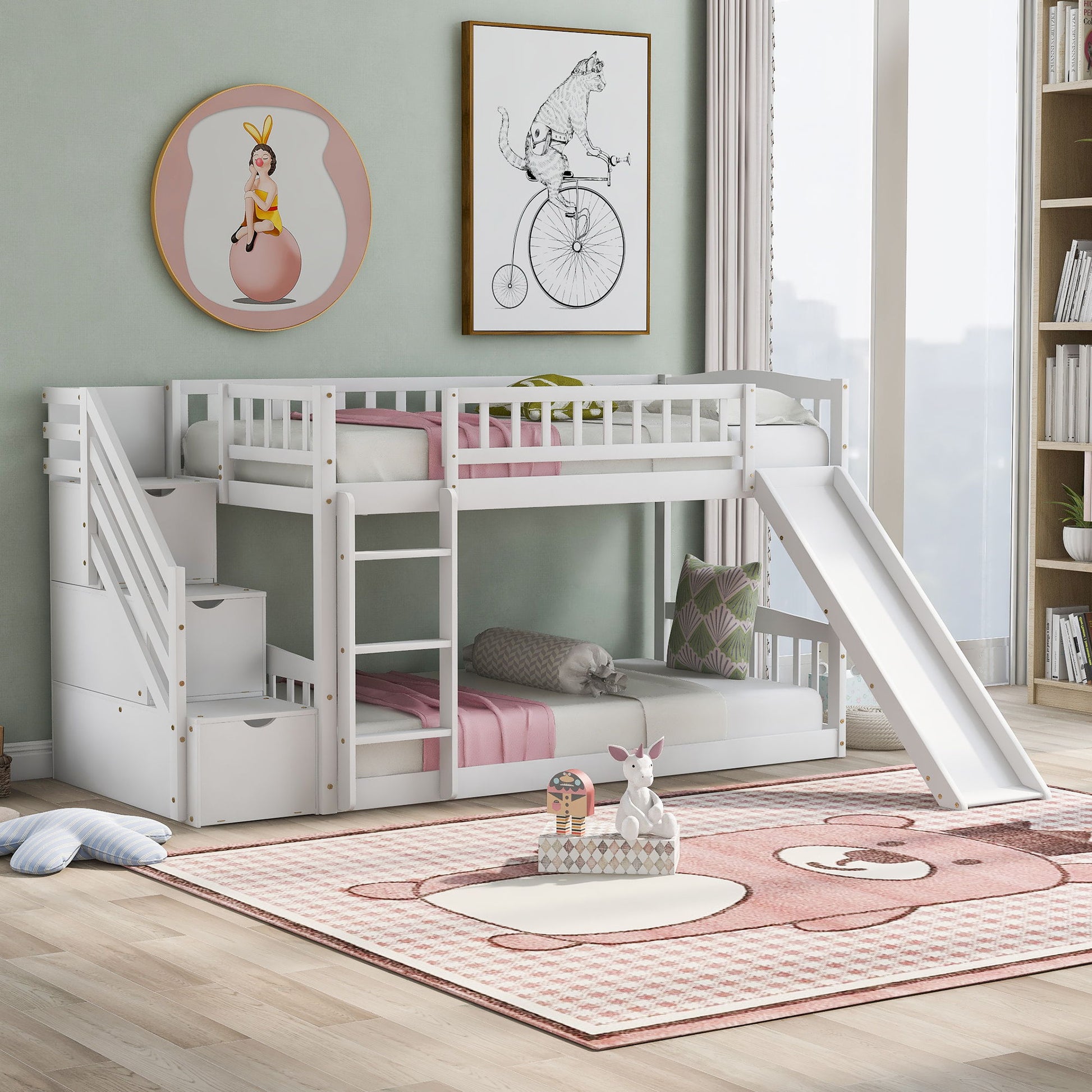 Twin Over Twin Stairway Bunk Bed With Two Drawers And Slide - The Sleep Loft - Online Mattress Showroom NYC