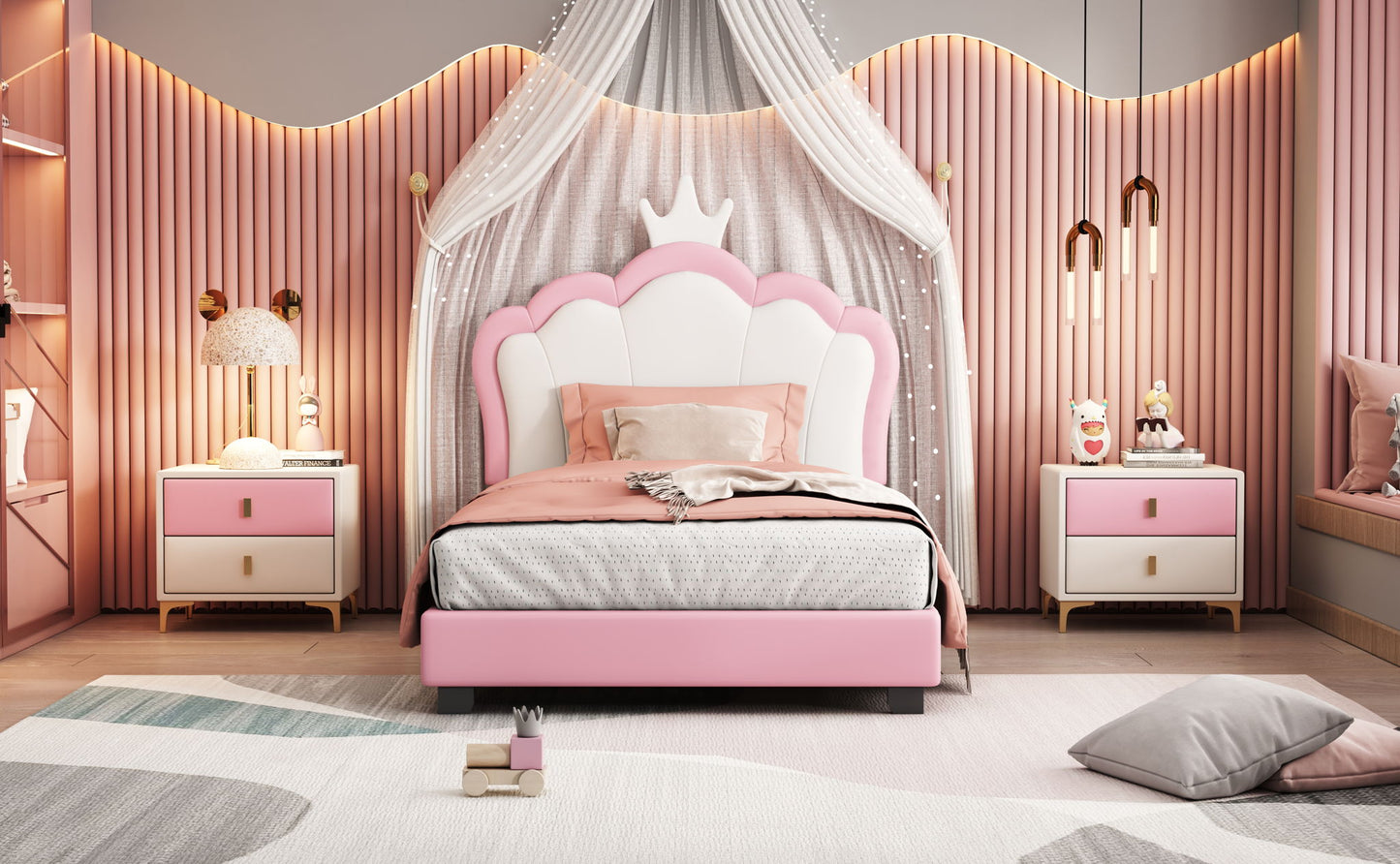Upholstered Princess Platform Bed With Crown Headboard - The Sleep Loft - Online Mattress Showroom NYC