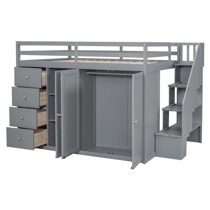 Loft Bed With Built In Wardrobes, Cabinets And Drawers - The Sleep Loft - Online Mattress Showroom NYC