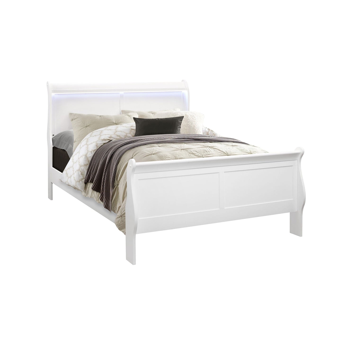 Charlston - Modern Sleigh Design Bed With LED - The Sleep Loft - Online Mattress Showroom NYC