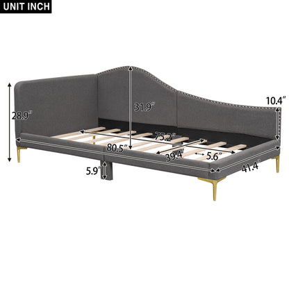 Upholstered Daybed With Headboard And Armrest, Support Legs - The Sleep Loft - Online Mattress Showroom NYC