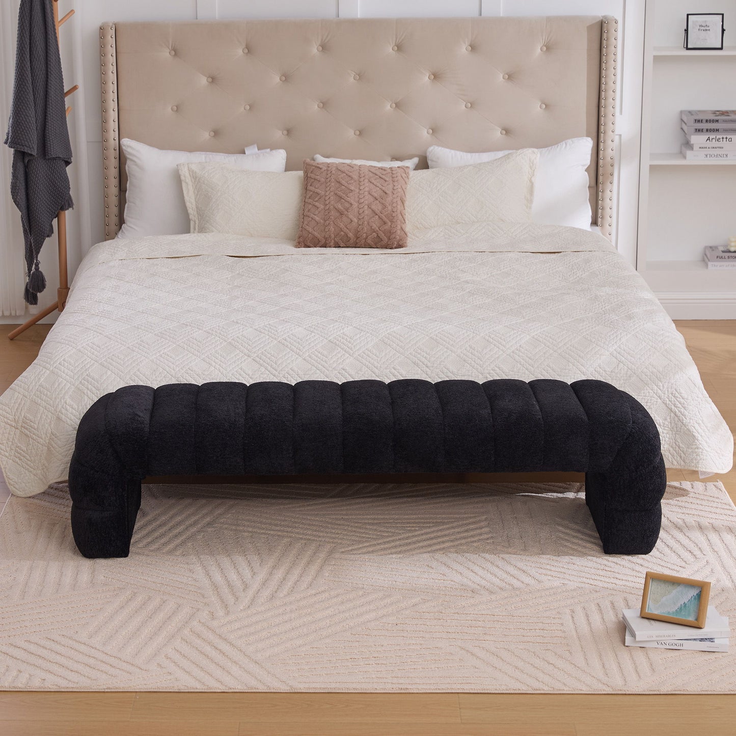 Modern Upholstered Armless Bed Bench With Channel Tufted Design - The Sleep Loft - Online Mattress Showroom NYC