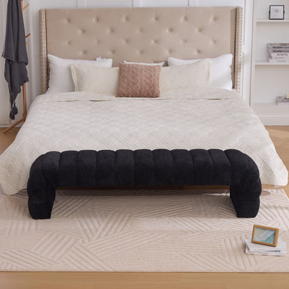 Modern Upholstered Armless Bed Bench With Channel Tufted Design - The Sleep Loft - Online Mattress Showroom NYC