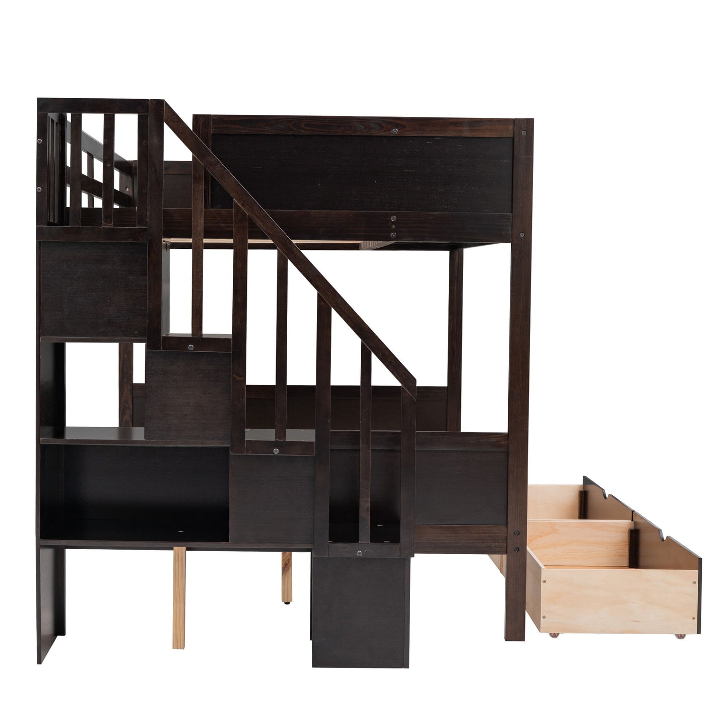 Bunk Bed With Shelfs, Storage Staircase And 2 Drawers - The Sleep Loft - Online Mattress Showroom NYC