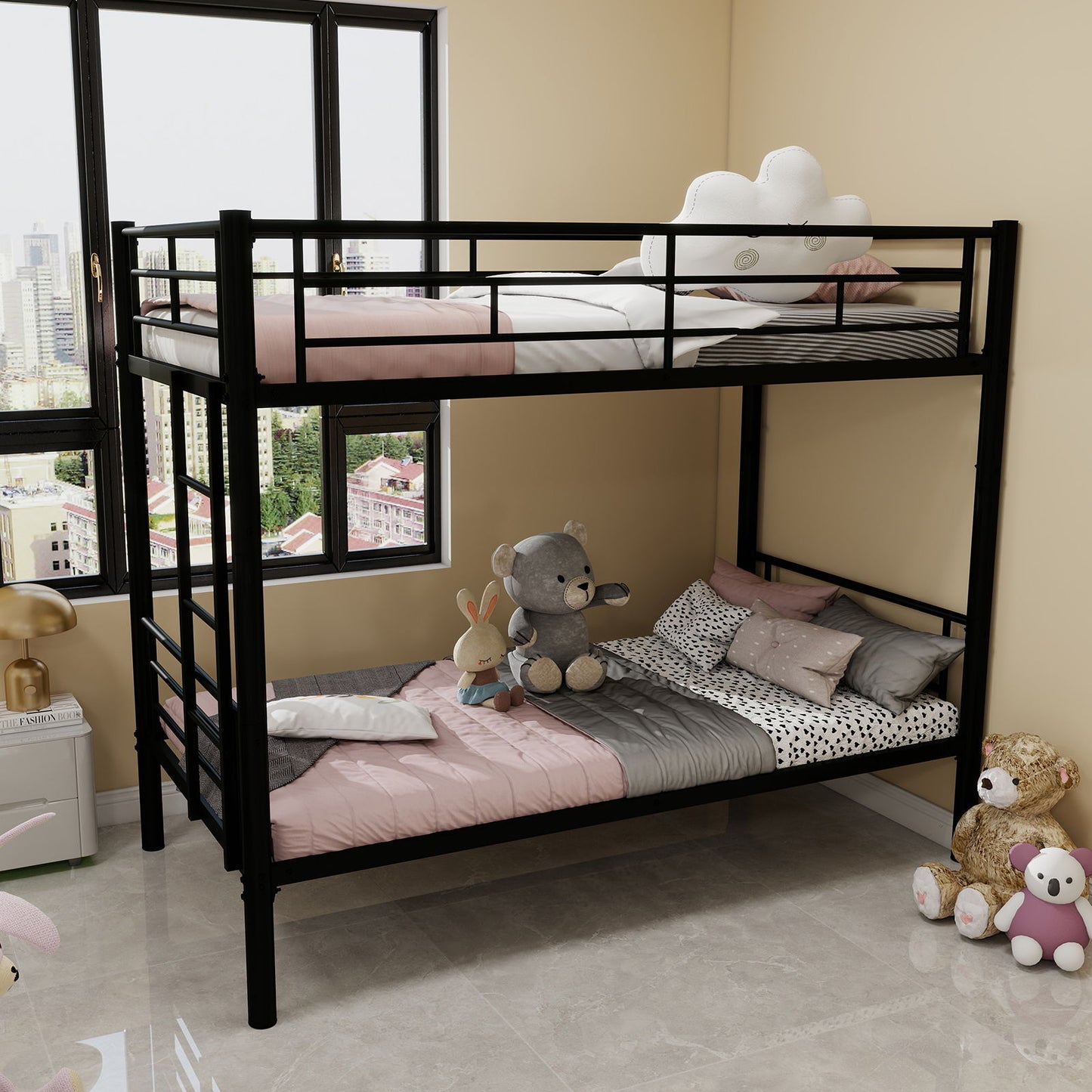 Metal Bunk Bed For Kids, Convertible Bedframe With Ladders & Guardrail - The Sleep Loft - Online Mattress Showroom NYC