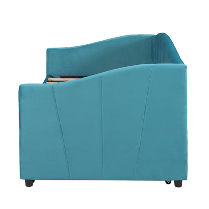 Upholstered Daybed Sofa Bed With Trundle Bed And Wood Slat - The Sleep Loft - Online Mattress Showroom NYC
