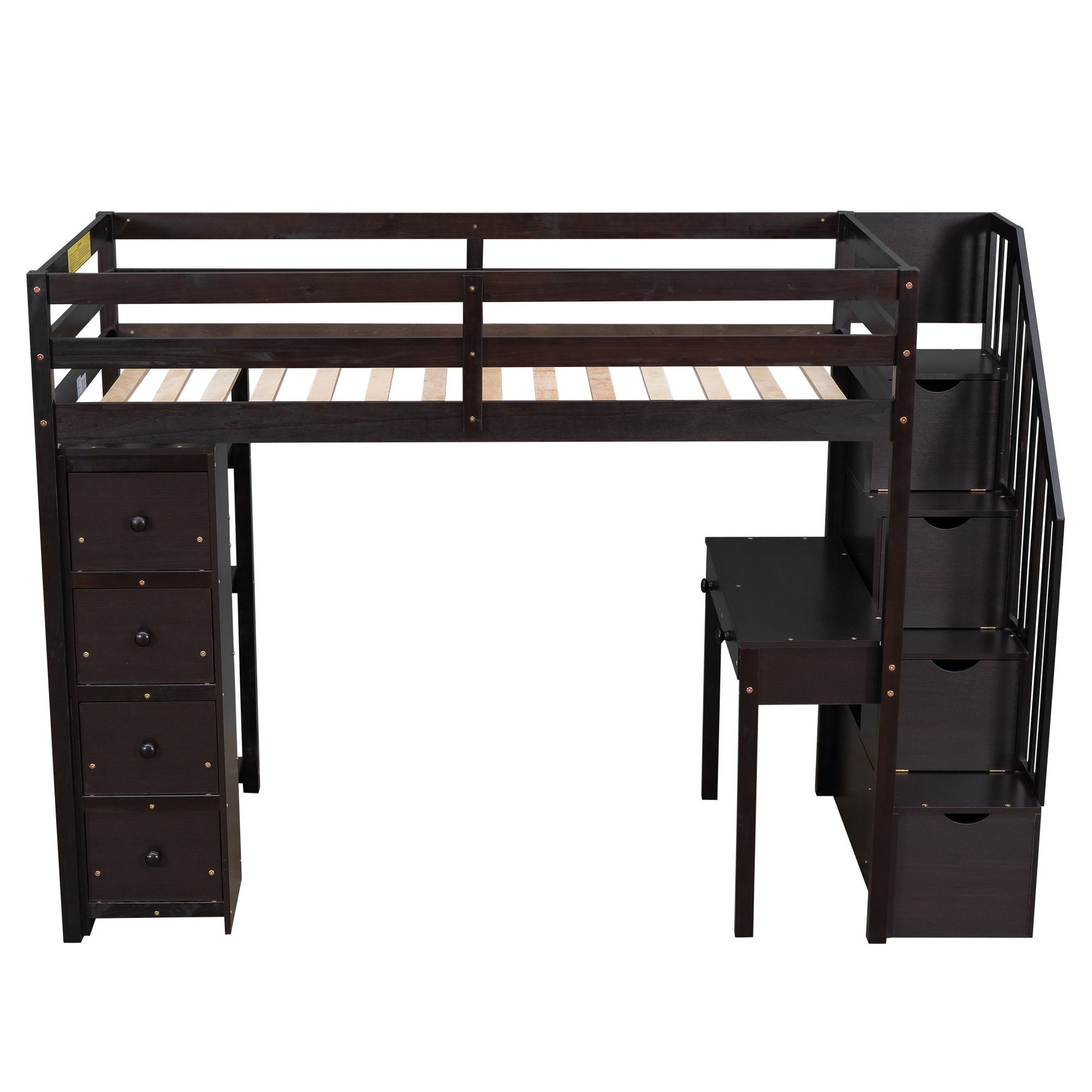 Loft Bed With Storage Drawers, Desk And Stairs With Shelves - The Sleep Loft - Online Mattress Showroom NYC