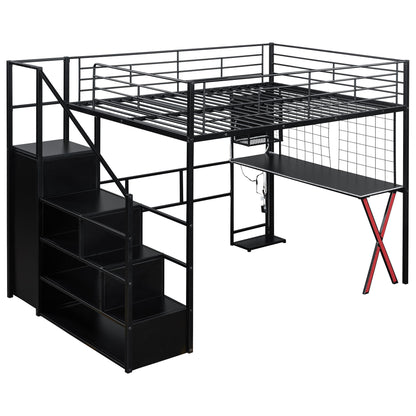 Loft Bed With Built In Work Station, Wardrobe, Storage Staircase And LED - The Sleep Loft - Online Mattress Showroom NYC