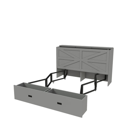 Full Murphy Bed With Storage Drawers, Charging Station, Foldable Panels, And Silent Swivel Wheels