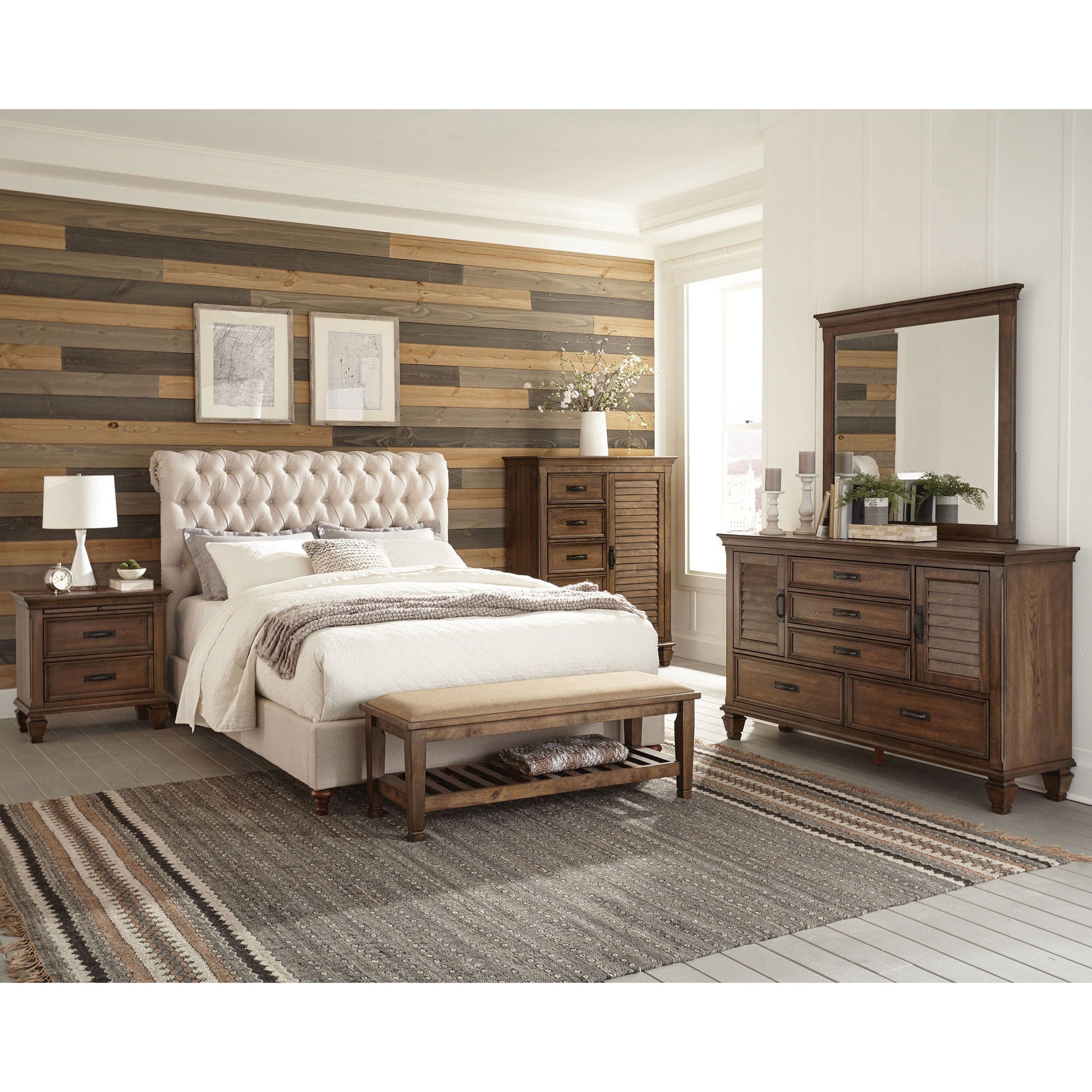 Clemence - Tufted Upholstered Bed With Rolled Back Design - The Sleep Loft - Online Mattress Showroom NYC