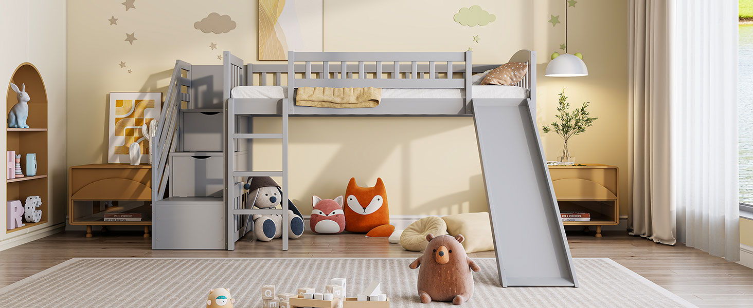 Loft Stairway Bed With 2 Drawers, Convertible Ladder And Slide - The Sleep Loft - Online Mattress Showroom NYC