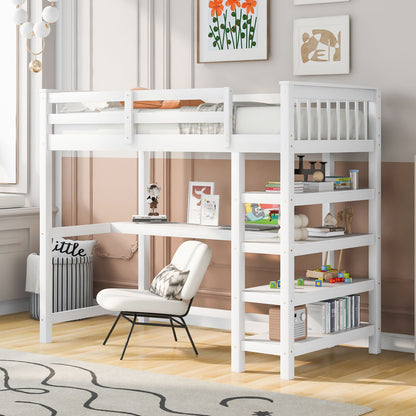 Loft Bed With Storage Shelves And Under Bed Desk - The Sleep Loft - Online Mattress Showroom NYC