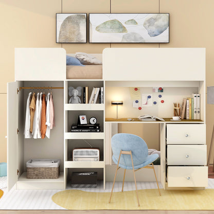 Loft Bed With Built In Wardrobe, Desk, Shelves, And Drawers - The Sleep Loft - Online Mattress Showroom NYC