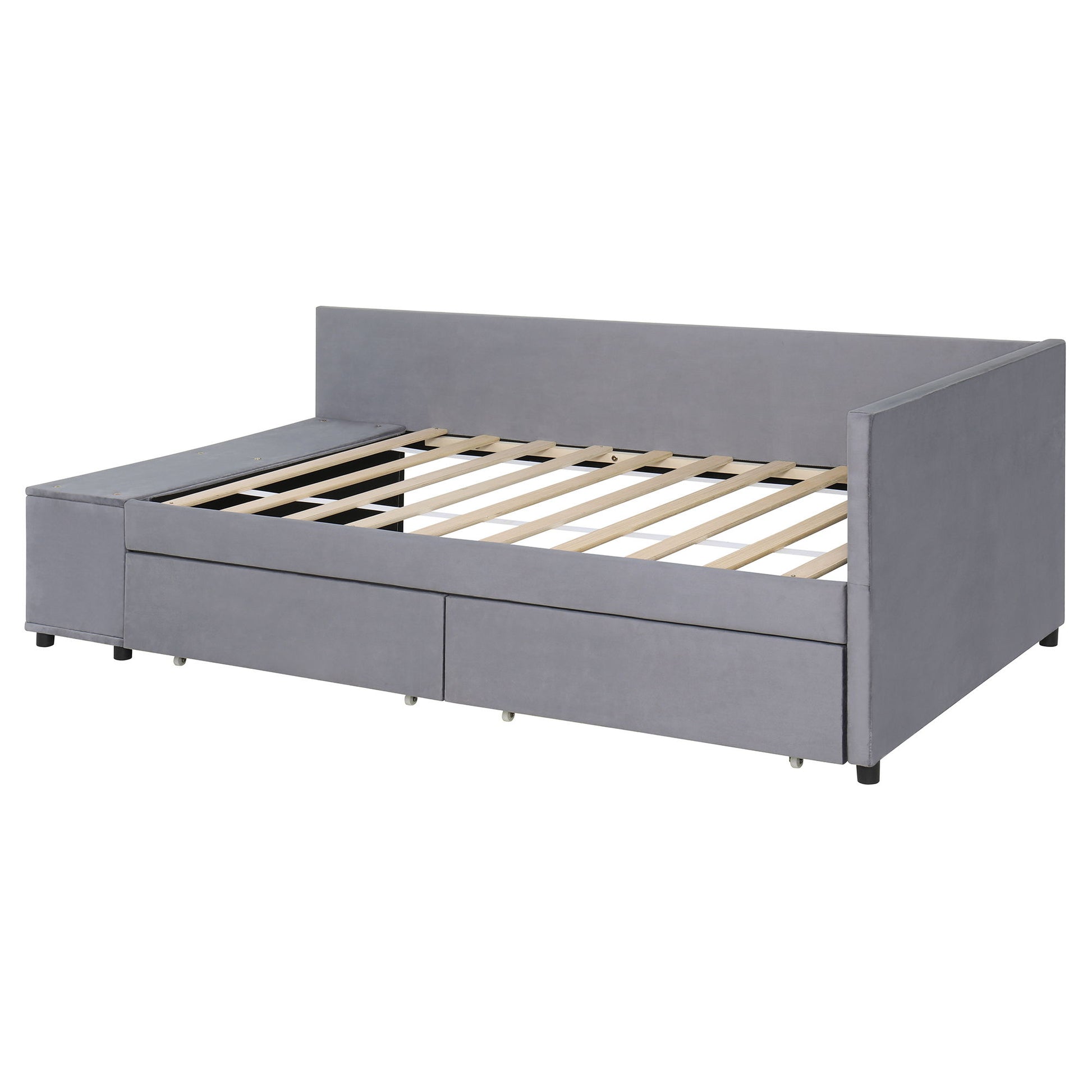 L Shaped Upholstered Platform Bed With Storage And Drawers - The Sleep Loft - Online Mattress Showroom NYC