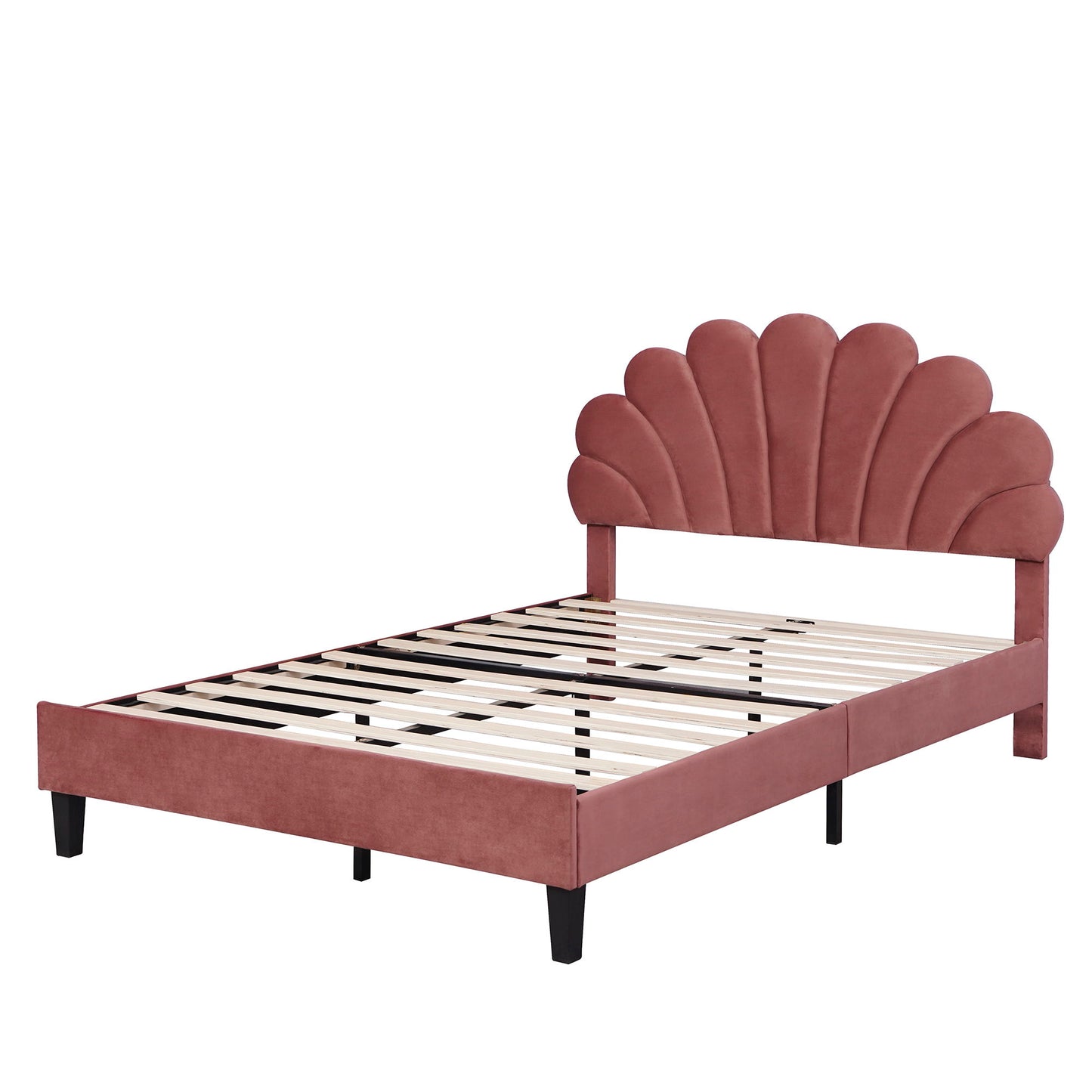 Upholstered Platform Bed With Flower Pattern Headboard - The Sleep Loft - Online Mattress Showroom NYC